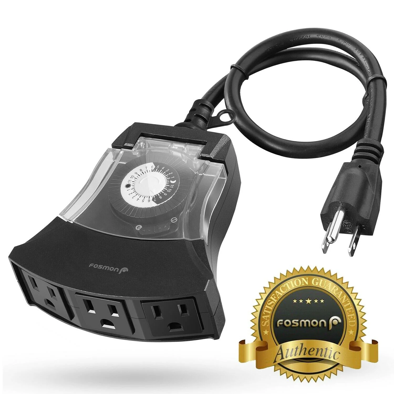 24 Hour Outdoor Mechanical 3 Outlet Timer Weatherproof Automatic Switch Light, Brand:  Fosmon,