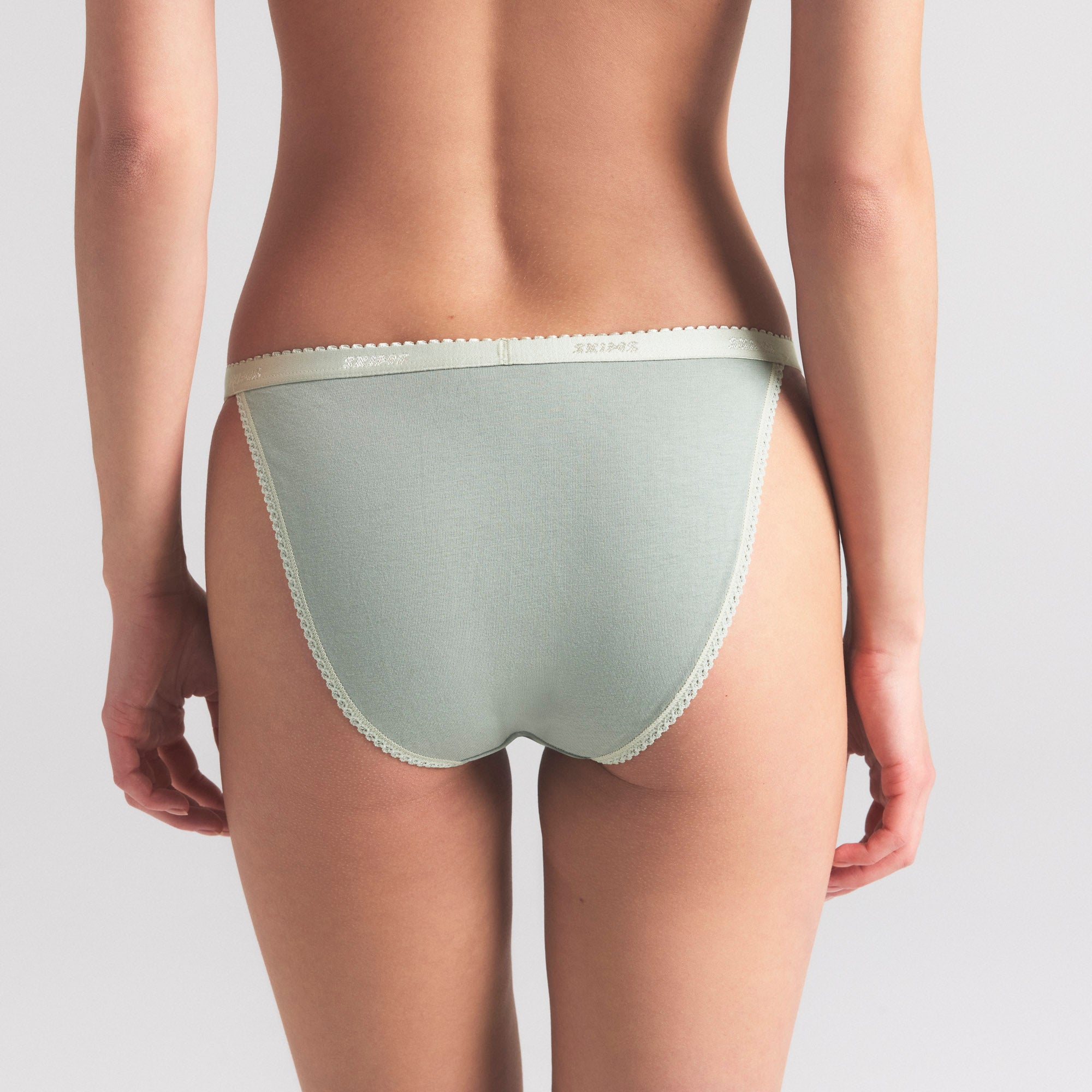 LIGHTWEIGHT COTTON LOGO PICOT STRING BIKINI | MINERAL