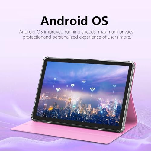 10.1 Inch Android 13 Tablet with SIM Card Slot 4G LTE Calling,12GB+512GB, 8000mAh Battery, Dual Camera, Bluetooth/WiFi, Bundle with Case, Keyboard, Mouse & Stylus (Pink)