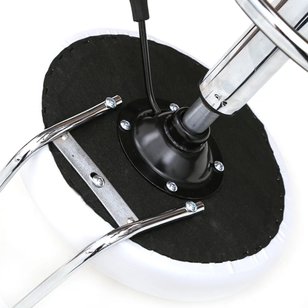 Veryke Counter Height Bar Stools, Salon Stools Chair Round Stool with Wheels, PU Leather Adjustable Rolling Stool, White