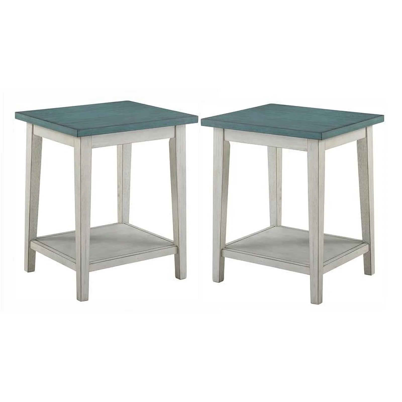 Furniture of America Deldrin Wood 1-Shelf Side Table in Light Green (Set of 2)