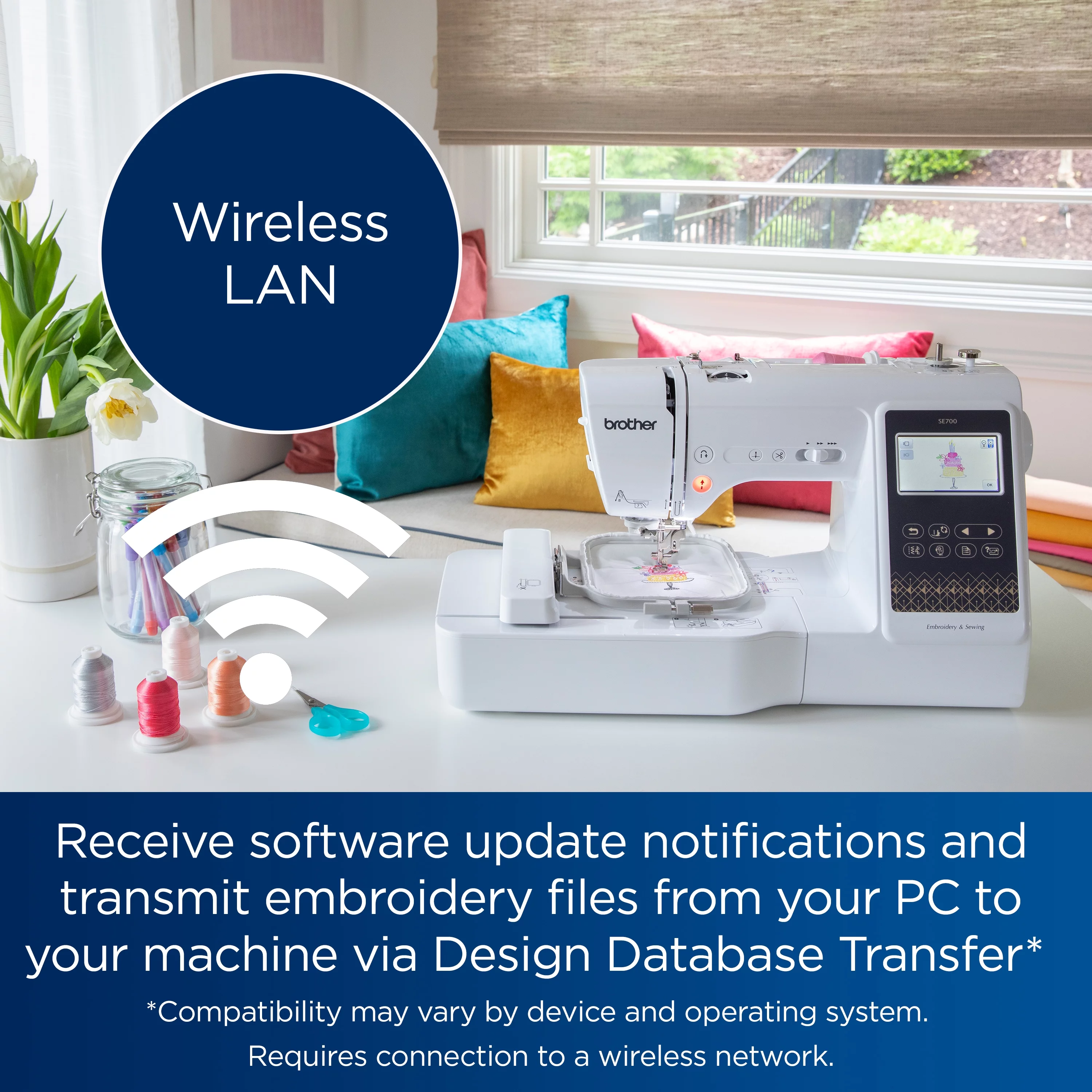 Brother SE700 Computerized Sewing & Embroidery Machine with Built-in Designs & Wireless Connectivity