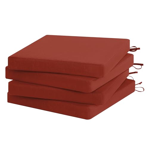 Favoyard Outdoor Chair Cushion Set of 4 Rainproof & Color Fade Resistant 19 x 19 x 2 in Square Corner Patio Furniture Cushions with Waterproof Hidden Zipper Attach Ties for Dining Table Chairs Seats