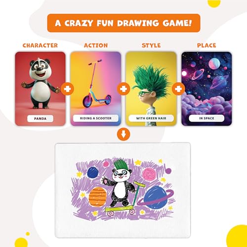 Drawsome Drawing Game for Creative Kids – 160 Prompt Cards with Characters, Actions, Styles & Places to Spark Imagination – Fun Single Player & Family Art Game with Painting Ideas