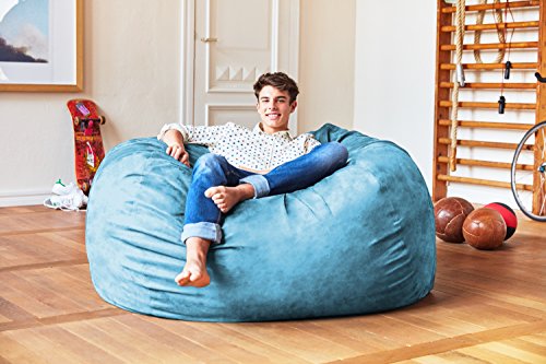 Lumaland Luxurious Giant 7ft Bean Bag Chair with Microsuede Cover - Ultra Soft, Foam Filling, Washable XXL Sofa for Kids, Teenagers, Adults Sack Dorm, Family Room Dark Grey