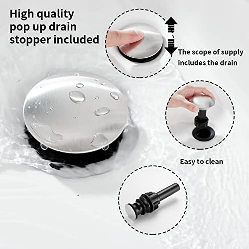 GGStudy 360° Swivel Antique Brass Bathroom Vessel Sink Faucet Single Handle One Hole Matching with Pop Up Drain