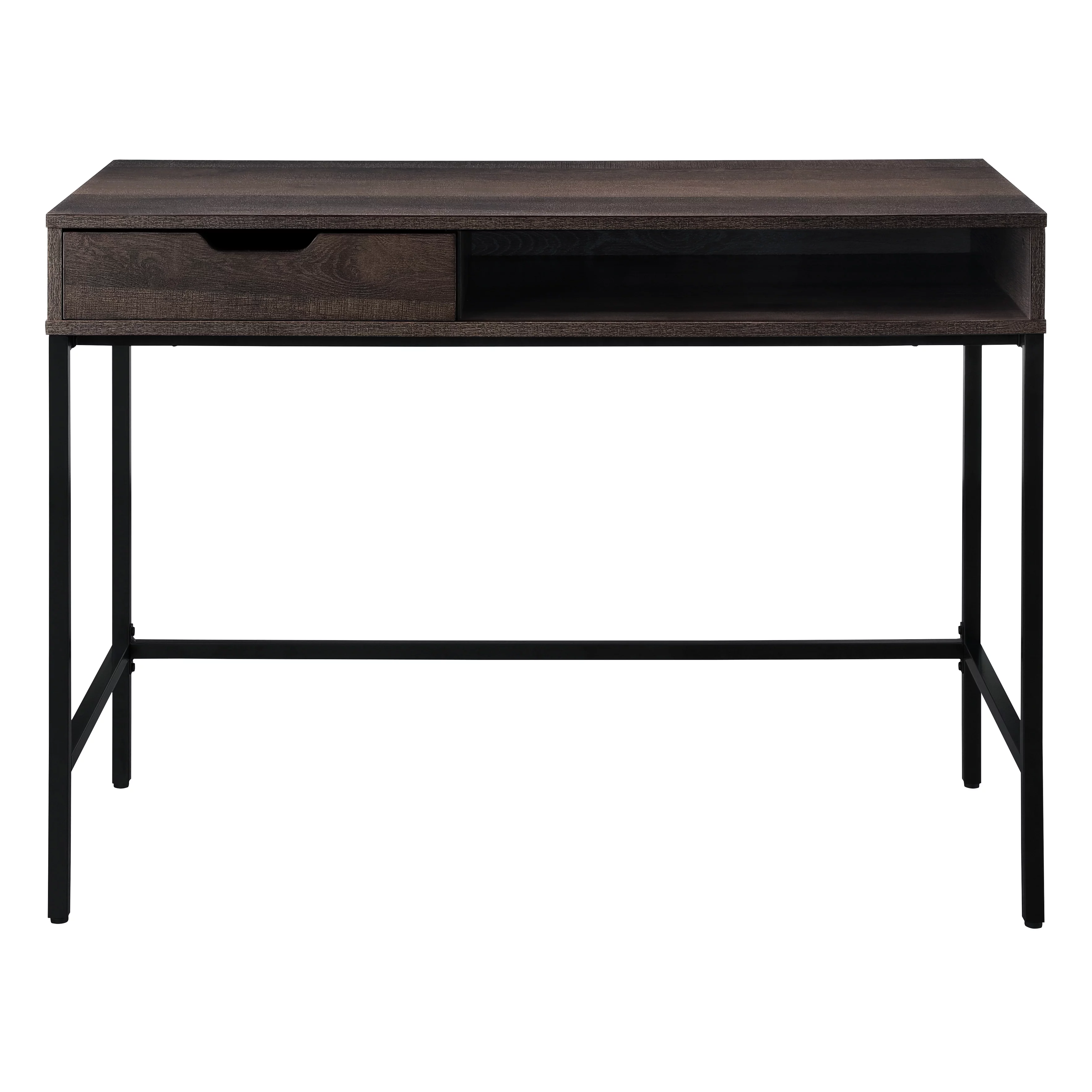 Contempo 40-Inch Desk with Drawer and Shelf in Brown Wood Grain Finish