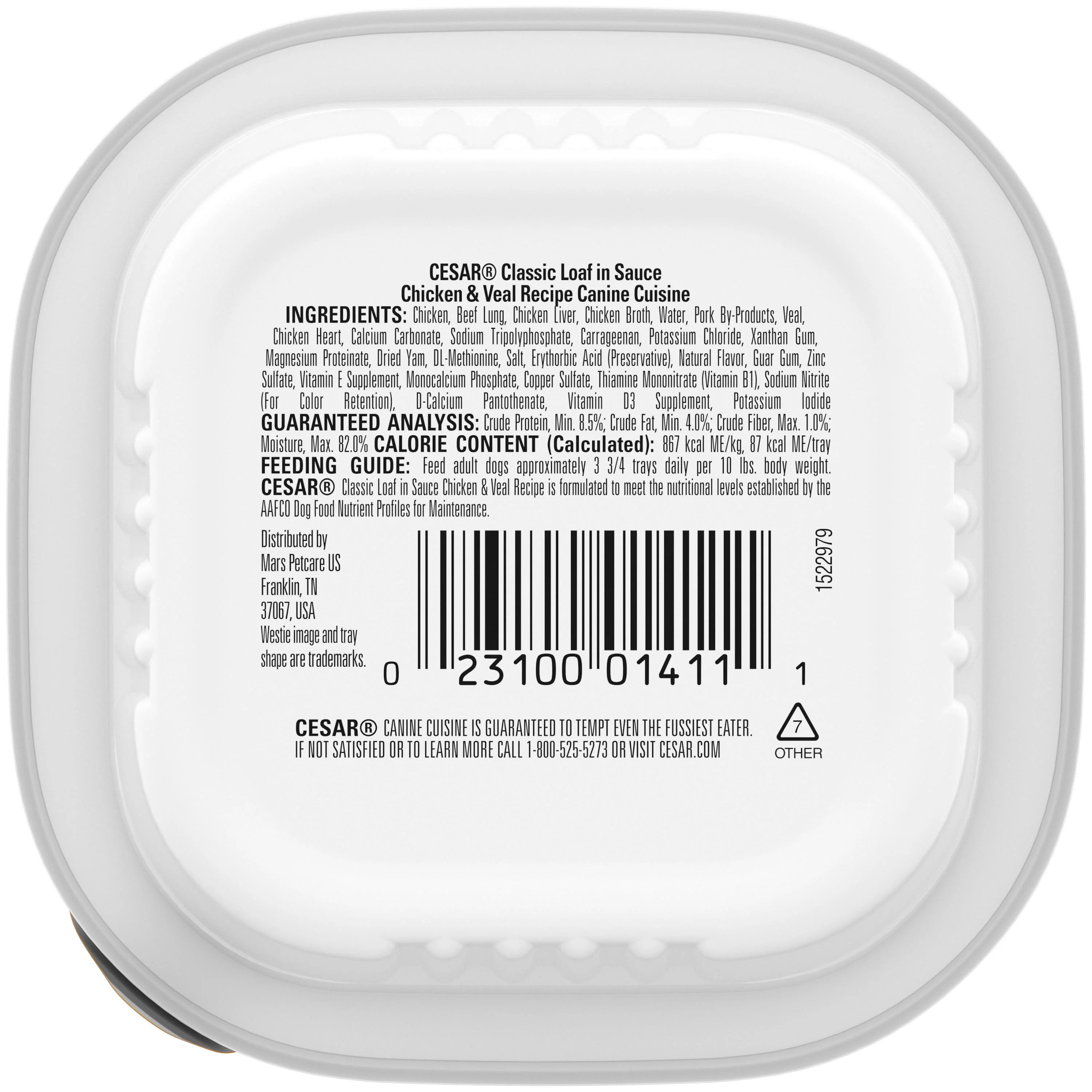 Cesar Classic Loaf In Sauce Chicken & Veal Wet Dog Food, (24) 3.5 Oz. Easy Peel Trays