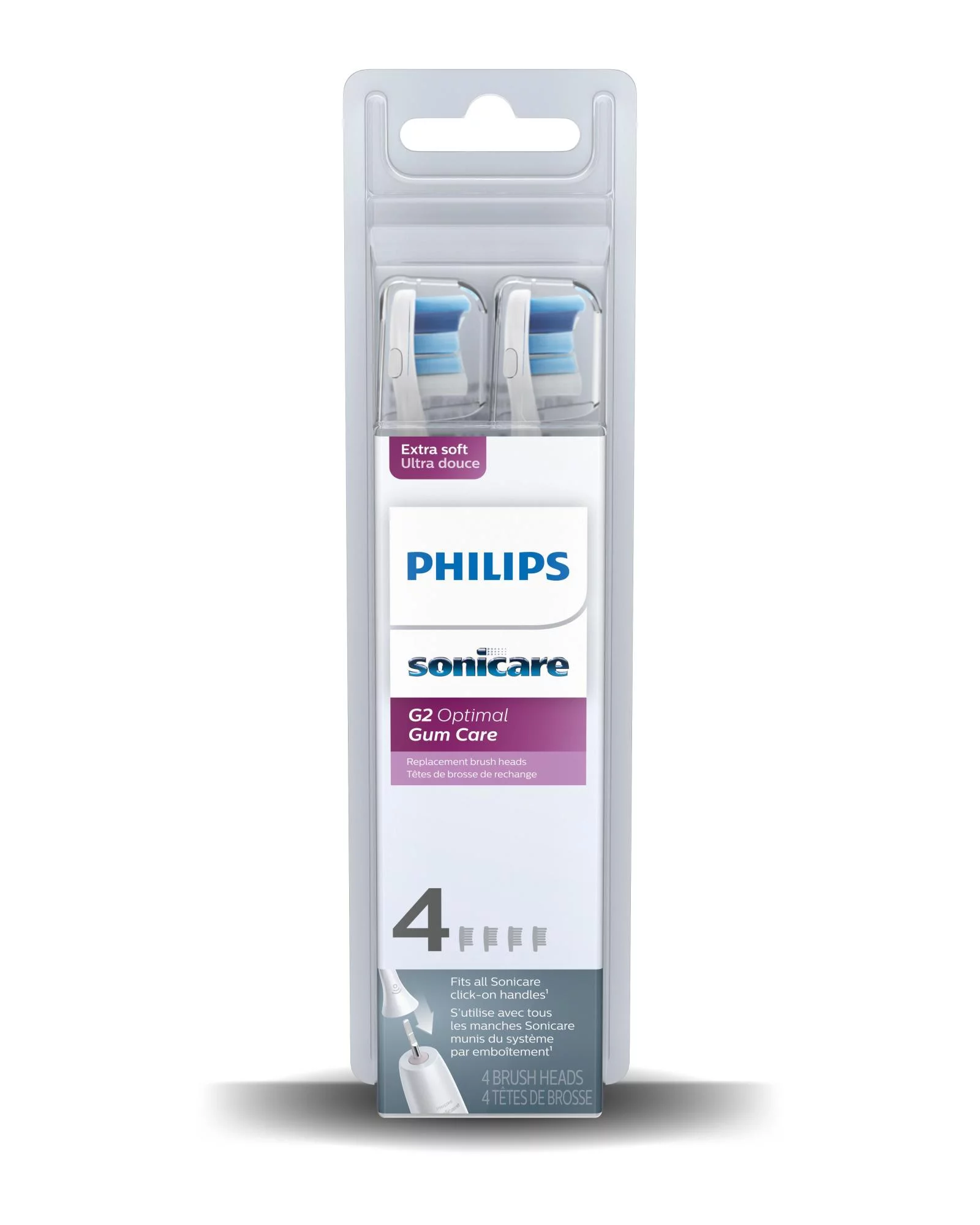 Philips Sonicare Optimal Gum Care Replacement Toothbrush Heads, HX9034/65, Brushsync™ Technology, White 4-pk