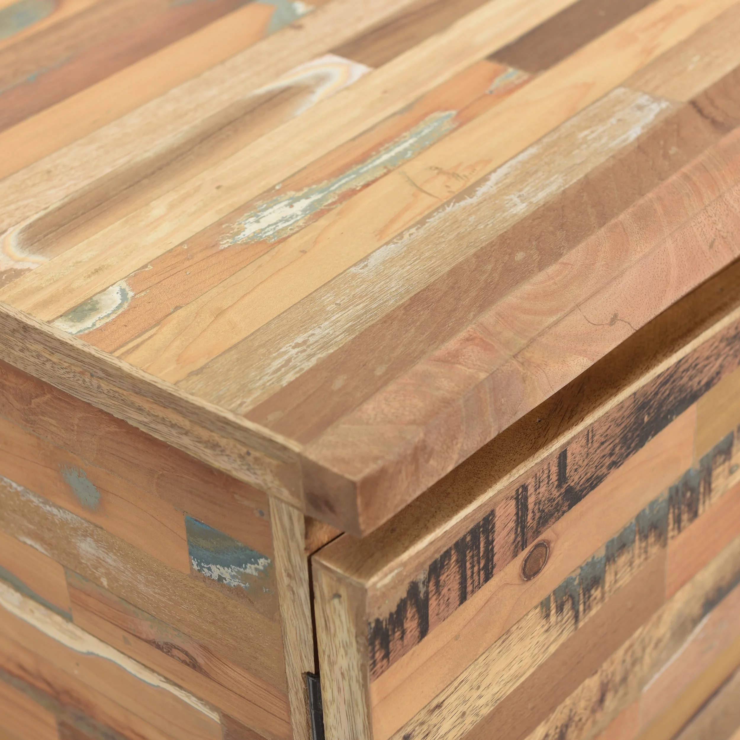 Noble House Desta Handcrafted Boho Reclaimed Wood TV Stand, Natural and Black