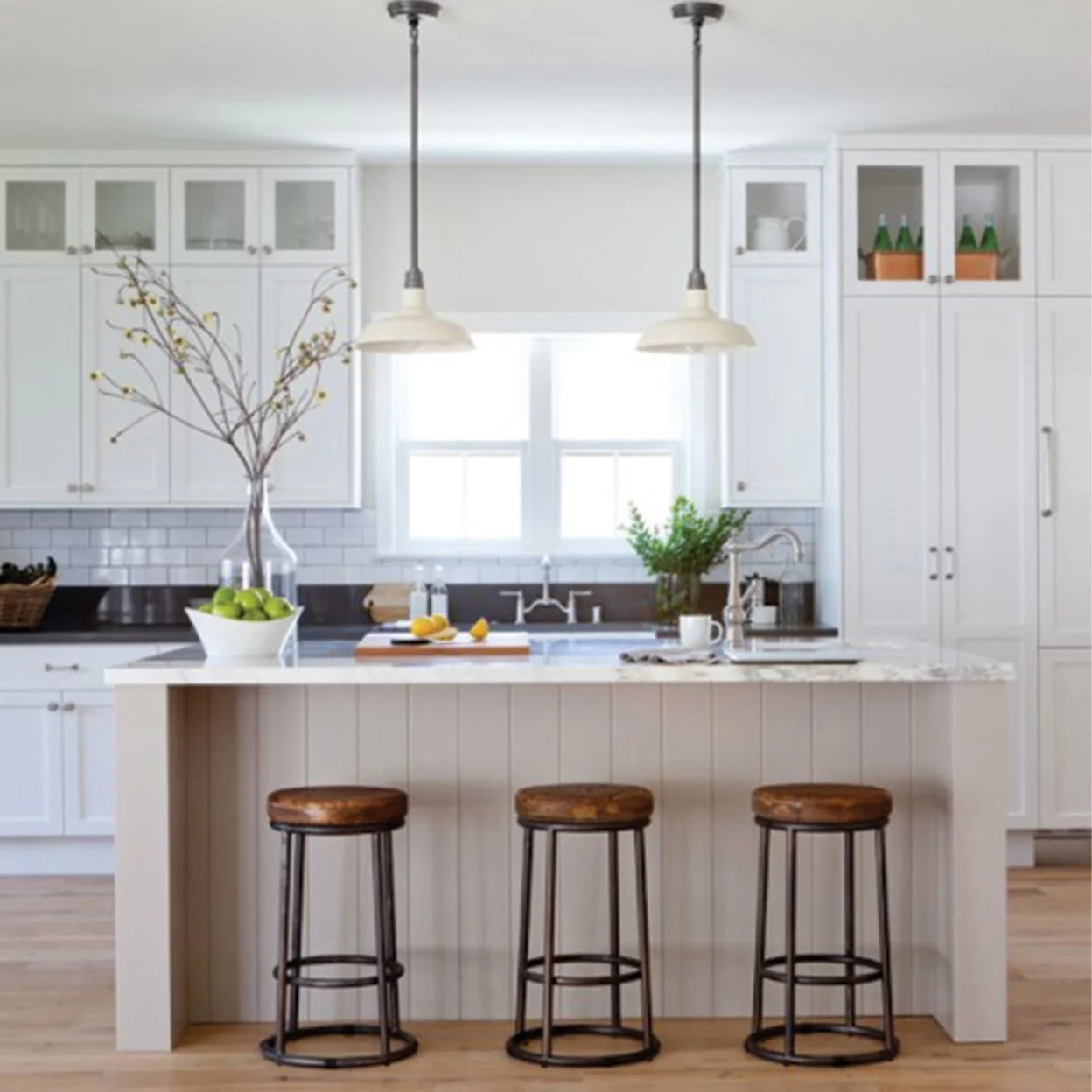 24 Inch Mango Wood Counter Height Barstool With Iron Base Brown And Black- Saltoro Sherpi