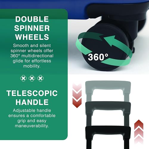 22 Inch Carry On Luggage 22x14x9 Airline Approved, Carry On Suitcase with Wheels, Hard-shell Carry-on Luggage, Durable Luggage Carry-On, Black Small Suitcase with Cosmetic Case