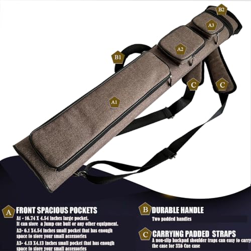 Champion 2X4,3x6 Nylon/Leatherette Billiard Pool Cue Stick Hard Carrying Case 4S2B, 6S3B