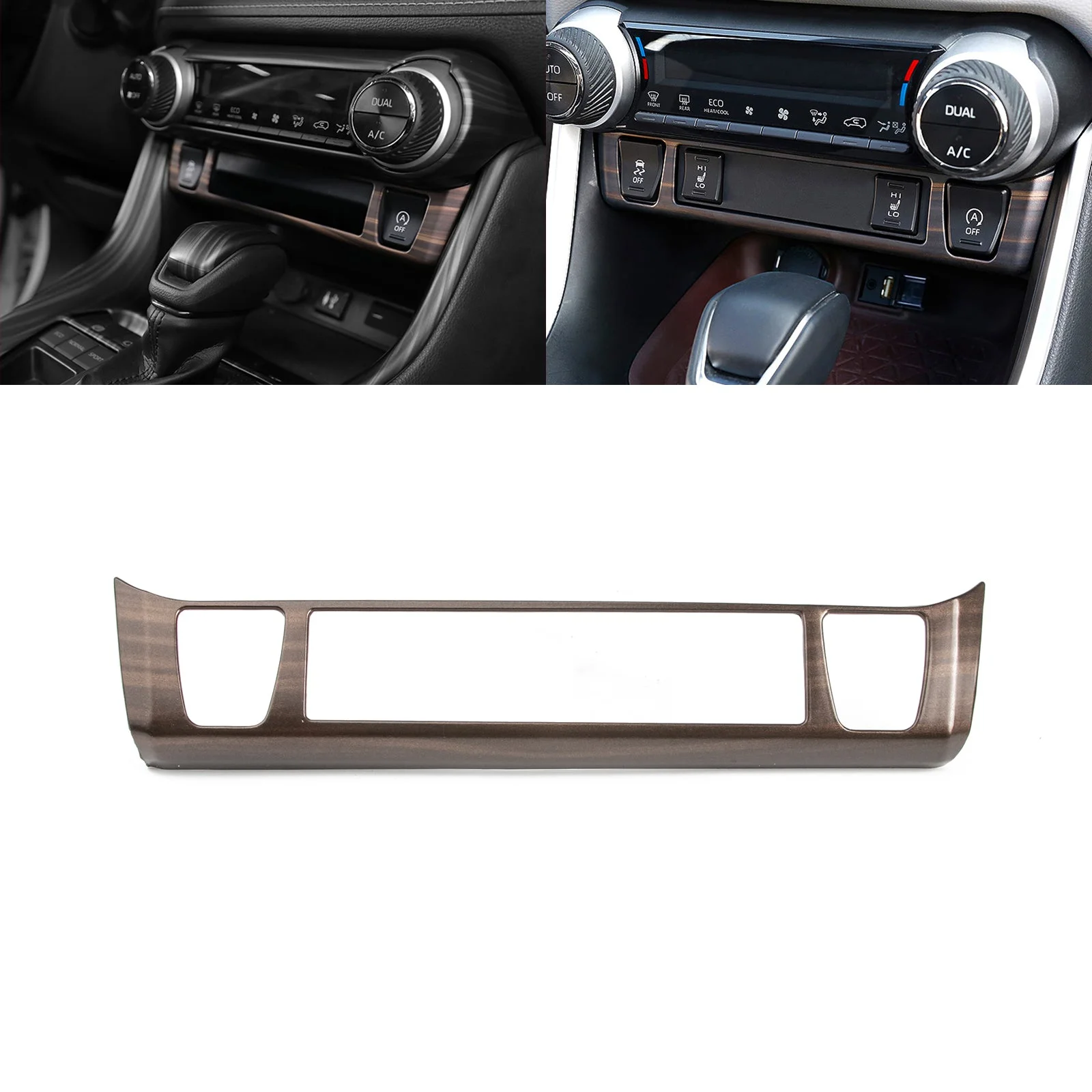 Xotic Tech Interior Center Console AC Climate Control Switch Button Panel Frame Cover Trim, Wood Grain, Compatible with Toyota RAV4 2019-2023