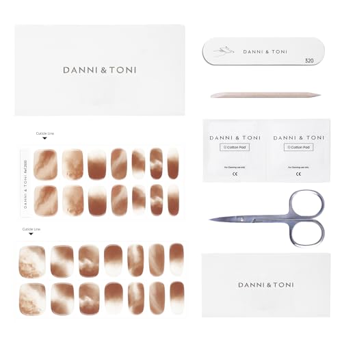 DANNI & TONI Semi Cured Gel Nail Strips Christmas Santa Claus Snowflakes Cat Eye Gel Nail Wraps 28 Stickers | Mistletoe Meow