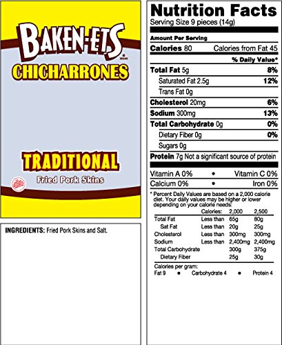 Baken-Ets Fried Pork Skins, Traditional, 3.5 Ounce (Pack of 6)