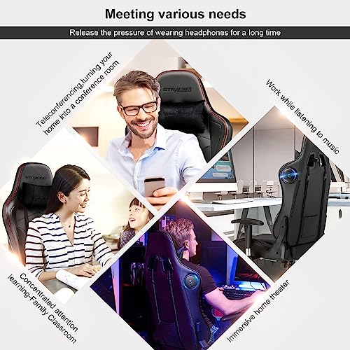 GTRACING Gaming Chair with Speakers Bluetooth Music Video Game Chair Audio Ergonomic Design Heavy Duty Office Computer Desk Chair (Black)