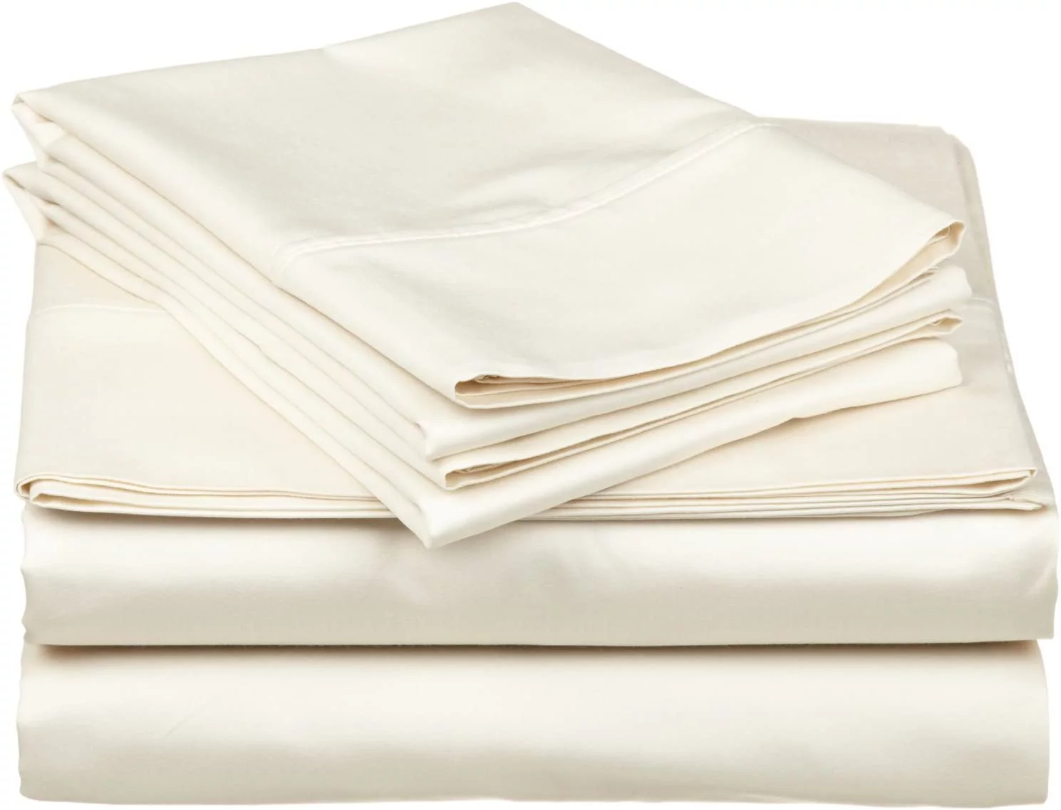 800 Thread Count 100% Egyptian Cotton 4-Piece Bed Sheet Set (1 Flat, 1 Fitted Sheet, 2 Pillow Covers) 15 Inches Deep Pocket Size California-King Color Ivory Solid