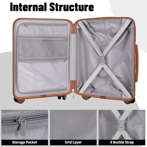 Lightweight Luggage with Spinner Wheels & YKK Zipper, 3-Piece Travel Suitcase ABS+PC Hardshell Luggage Set with TSA Lock, Light Avocado Green (20+24+28 inch)