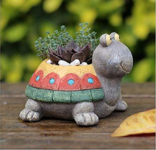 Turtle Plant Pot Flowerpot Animal Garden Pots Resin Succulent Pots Planter Bonsai Plant Holder for Home Office Desk Mini Ornament