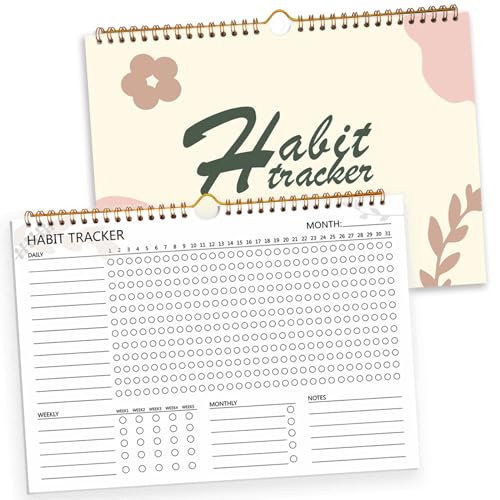 Habit Tracker Calendar - 12 Months Undated Daily Goal and Habit Tracker, Habits Tracker Journal Planner with Spiral Binding, Great Productivity Tool and Workout Calendar, 11.7