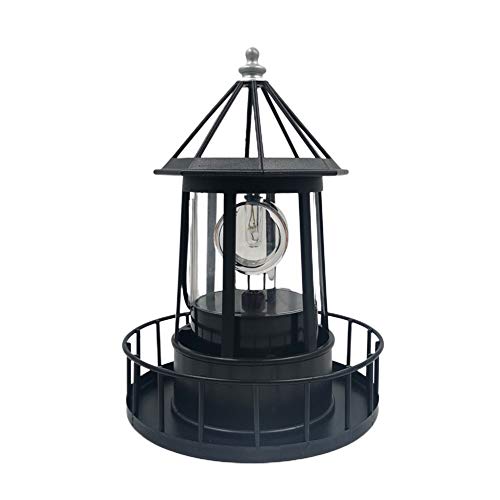 LED Solar Powered Lighthouse, 360 Degree Rotating Lamp, IP65 Waterproof LED Solar Lighthouse Garden Yard Outdoor Decor