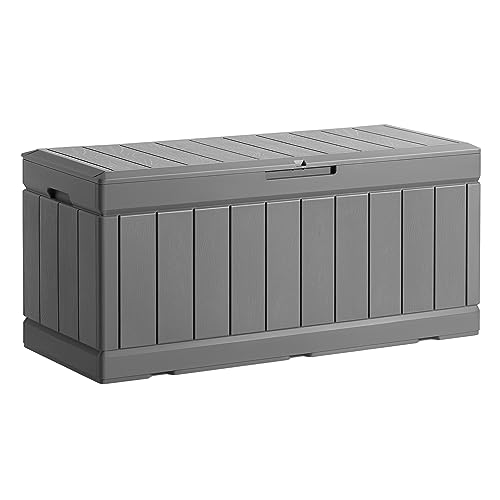 Homall 85 Gallon Large Resin Deck Box Waterproof Outdoor Storage with Padlock Indoor Outdoor Organization and Storage Container for Patio Furniture Cushions, Pool Toys, Garden Tools (Dark Brown)