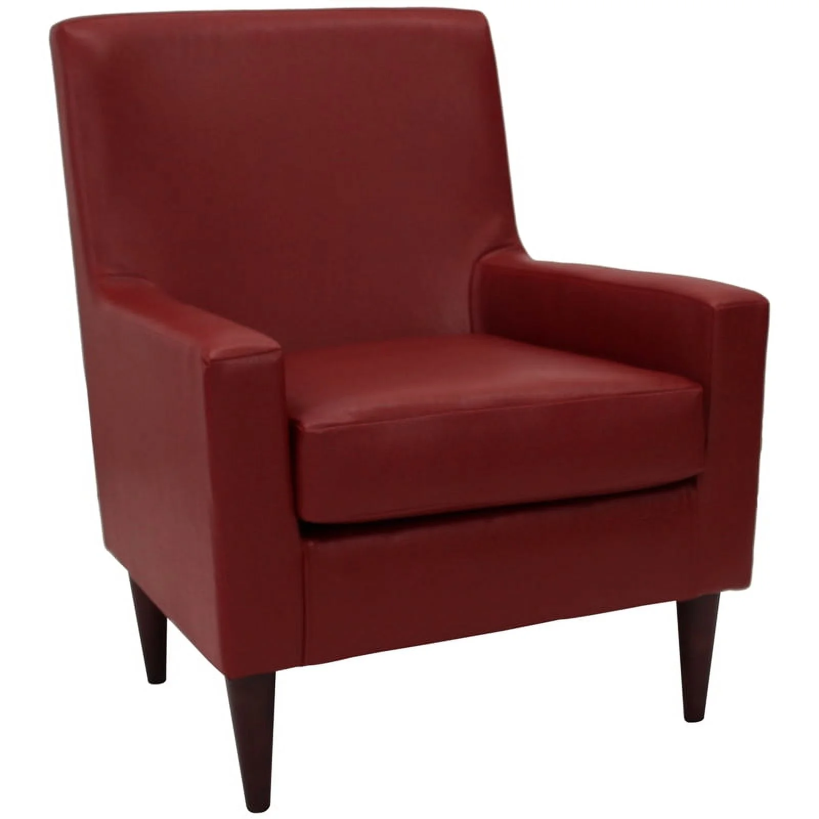Pemberly Row Traditional Faux Leather Arm Chair in Red Finish