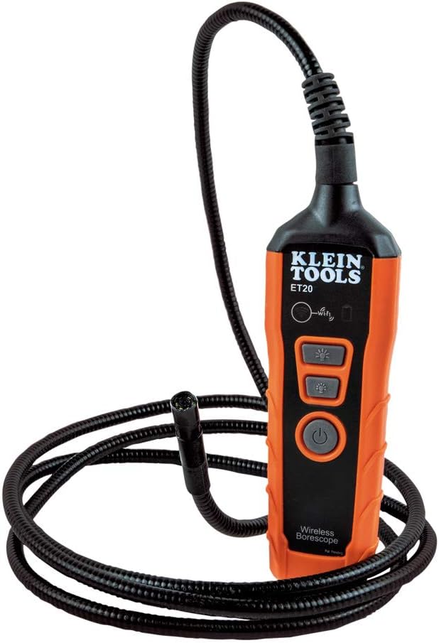 Klein Tools ET20 Wi-Fi Borescope Inspection Camera with Rechargeable Lithium-Ion Battery and On-Board LED Lights