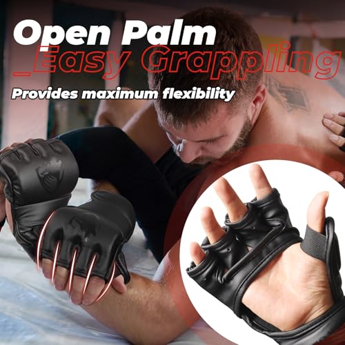 LIBERLUPUS MMA Gloves for Men & Women – Hybrid & Open Palm Designs for Sparring, Training, Kickboxing, Muay Thai, and Grappling – Knuckle Protection & Wrist Support for Flexibility and Control