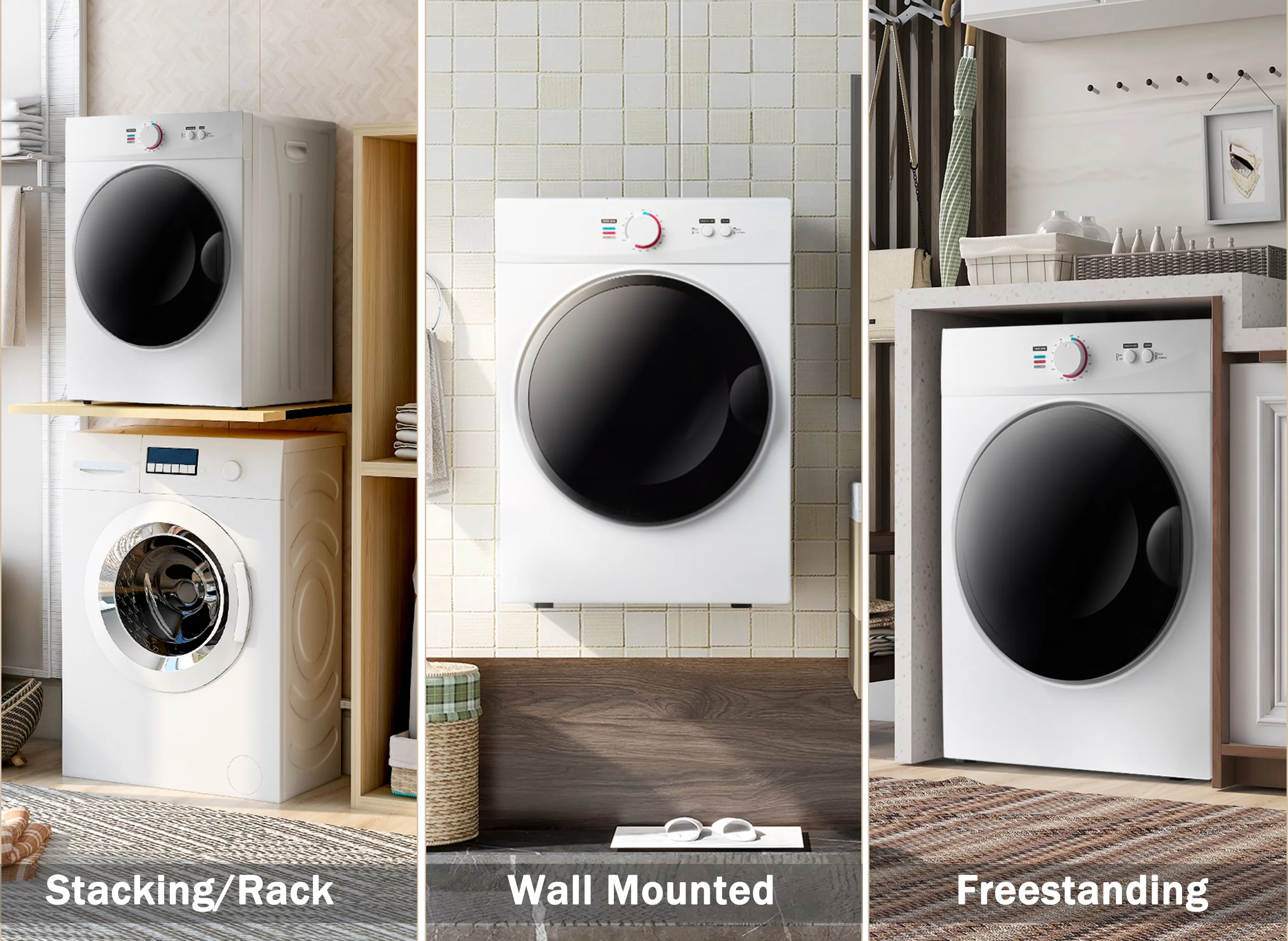 Portable Clothes Dryer, 6.6 LBS MDHAND Electric Portable Drying Rack, Stainless Steel Bathtub,1010W Drying Power, 5 Automatic Drying Modes, Mini Dryer For Apartment Dormitory Camping Trip, HD232