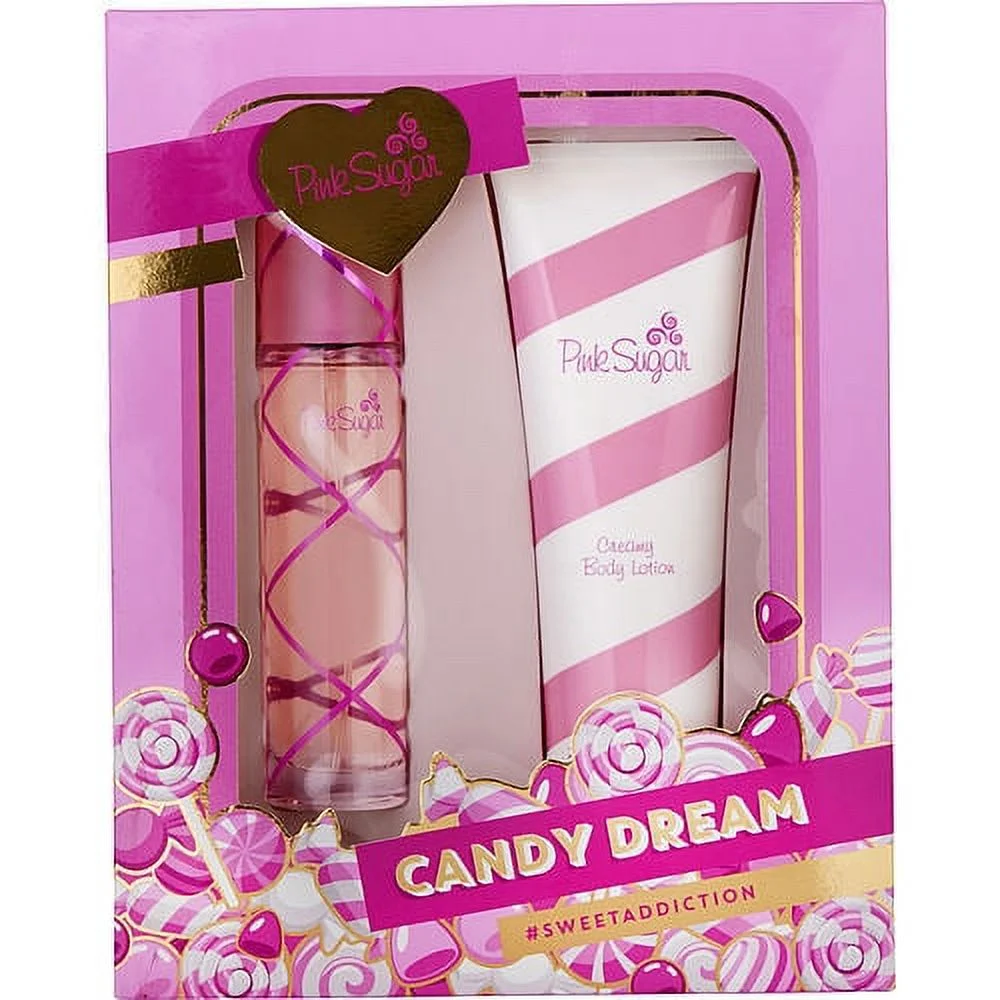 Aquolina 2009 PINK SUGAR EDT Spray and Body Lotion Set for Women - Indulge in a whimsical blend