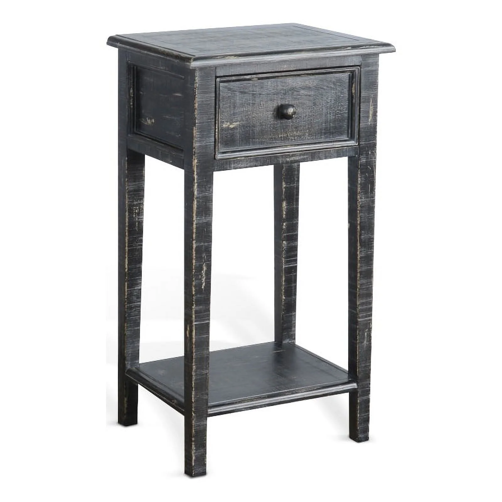 Pemberly Row Modern Marina Wood Black Sand Side Table with Drawer
