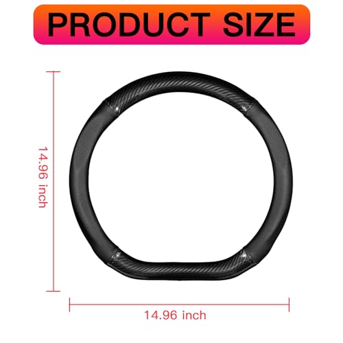 Yumfugu Pack-1 Car Breathable Steering Wheel Cover, Carbon Fiber Wear-Resistant Steering Wheel Sleeve, Non-Slip Steering Wheel Protector, Universal Steering Wheel Set, for Most Cars (Black)