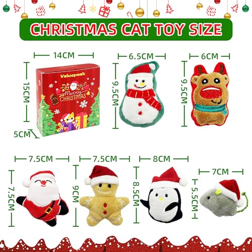 6 Pack Christmas Catnip Toys with Gift Box - Plush Santa Claus & Snowman Interactive Chew Toys for Cats/Kittens, Perfect for Indoor Play, Christmas Stocking Stuffers & Holiday Cat Gifts