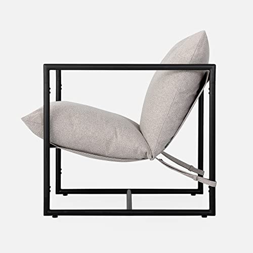 ZINUS Aidan Sling Accent Chair, Metal Framed Armchair with Shredded Foam Cushioning, Black