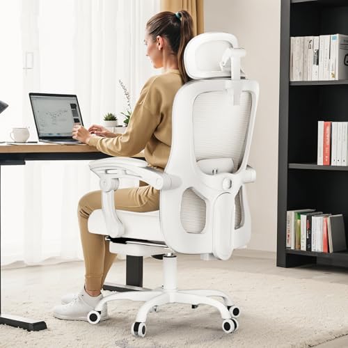GTRACING Ergonomic High-Back Office Chair with Strong Adjustable Lumbar Support Breathable Mesh Gaming Chair with Wide Seat Footrest Sturdy Computer Desk Chair with SGS Certified Class 3 Gas Cylinder