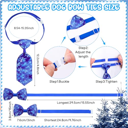 60 Pieces Winter Dog Bandanas Bulk Snowflake Dog Bandanas Bow Ties Pet Bowknot Triangle Pet Scarf Collar Bowties Adjustable for Pets Cats Party Costume Accessories