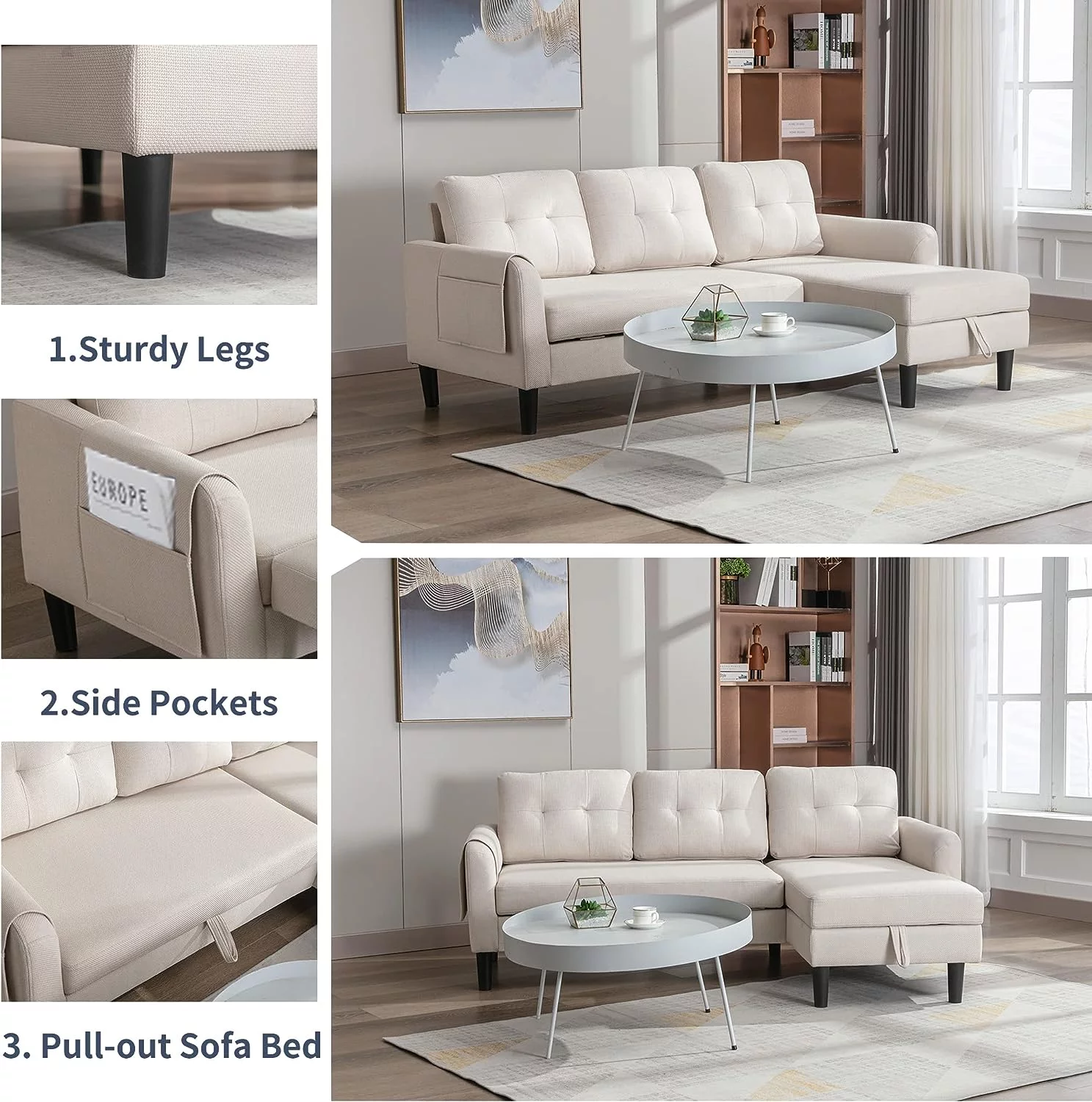 SZLIZCCC L Shaped Sectional Sofa 72