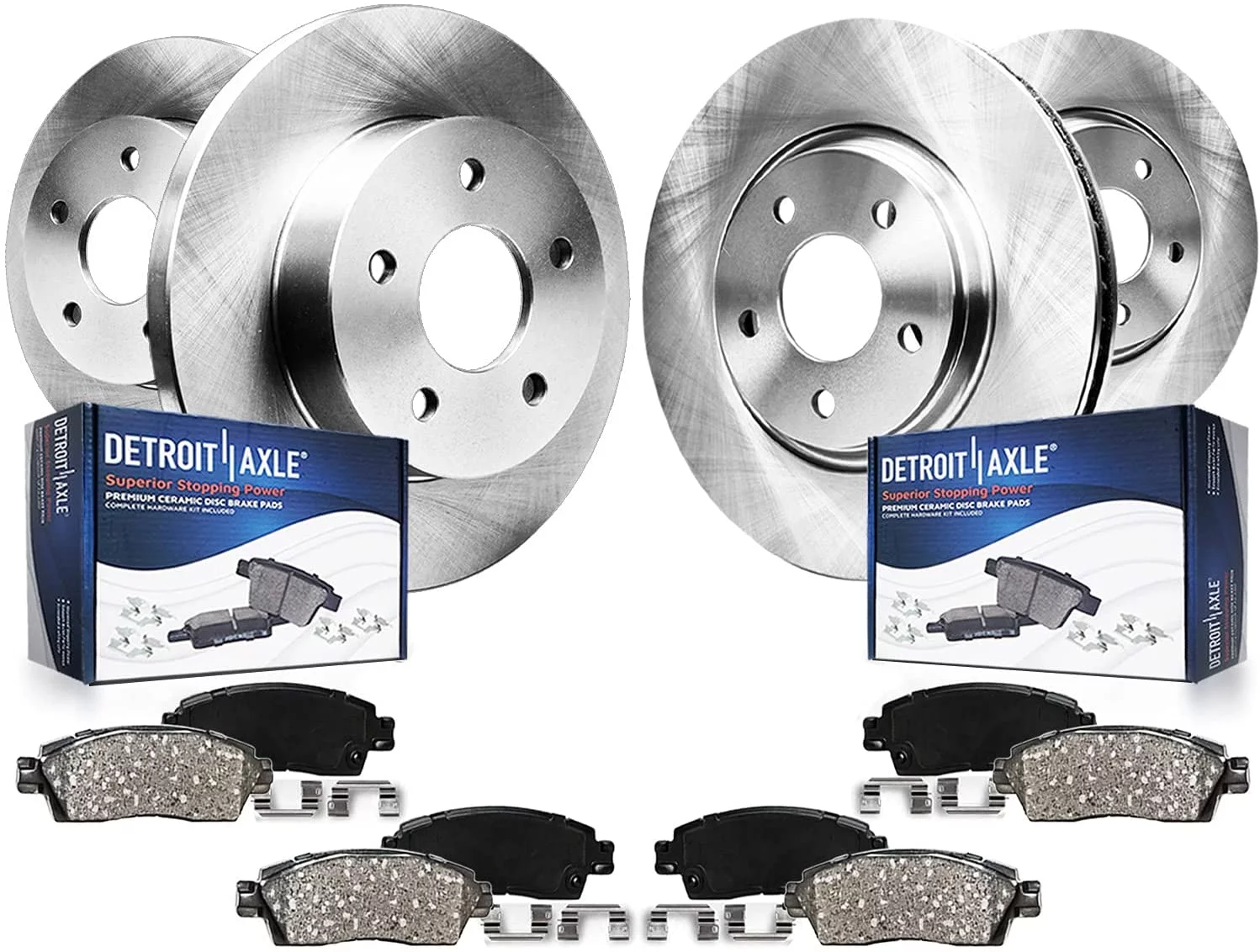 Detroit Axle - Brake Kit for 2006-2010 Chevrolet Impala, 2006 2007 Monte Carlo Replacement Disc Brake Rotors Ceramic Brakes Pads 2006 2007 2008 2009 2010 Front and Rear