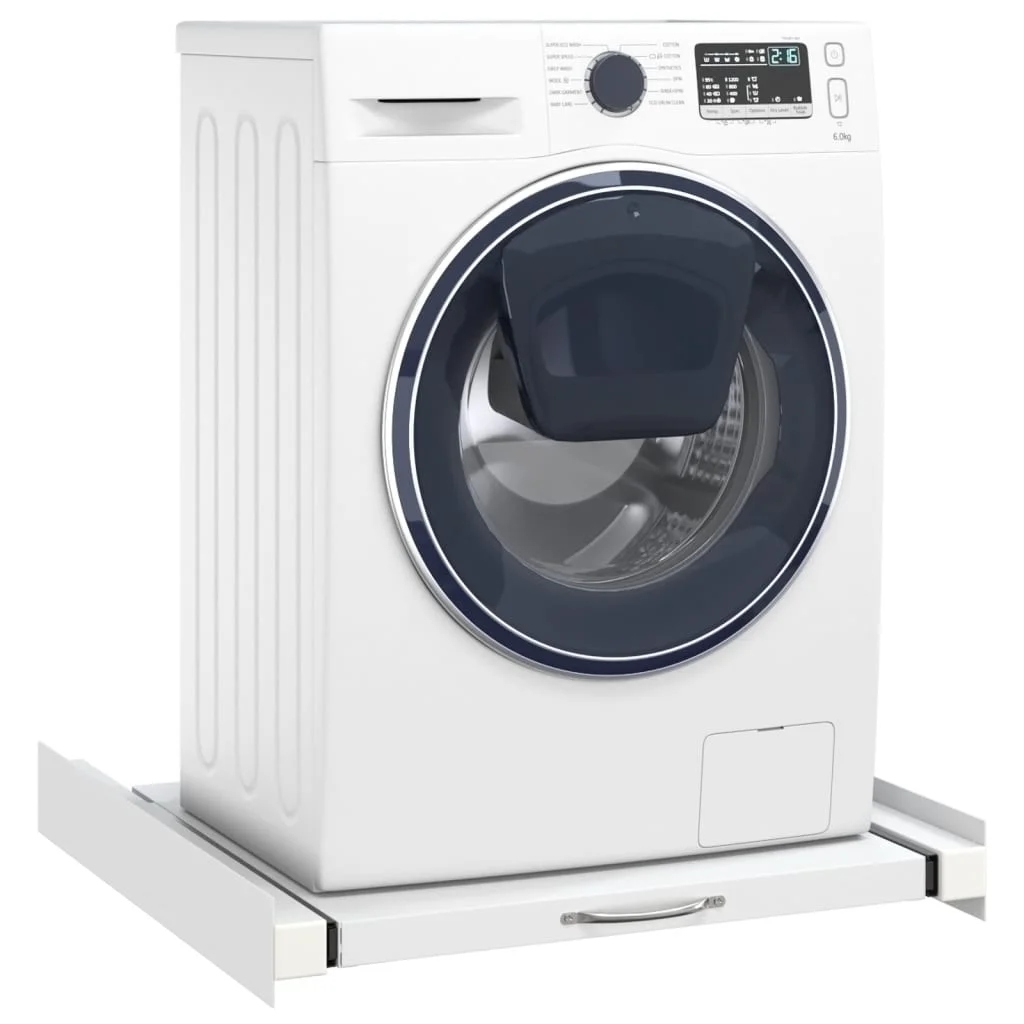 Double Washing and Drying Machine Pedestal with Drawers White