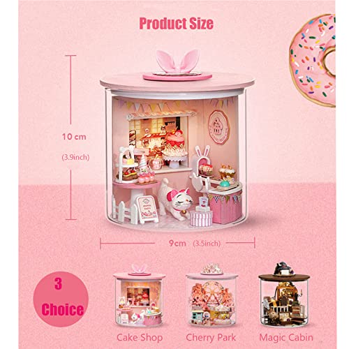 Miniature House kit DIY Miniature Dollhouse kit Mini Doll House Making in Bottle Warm Light/Furniture
