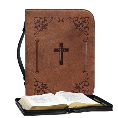 Bible Book Covers - Cross Bible Bag, Church Bags | Book Case Church Bible Protective with Handle, Portable Leather Book Storage Bag, Holy Bible Carrying Case for Outdoor Church Going, Pu