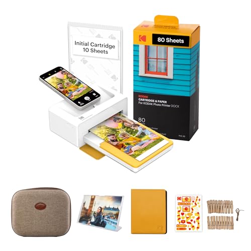 KODAK Dock Plus 4PASS Instant Photo Printer, 4x6 inches, 90 Sheets Bundle