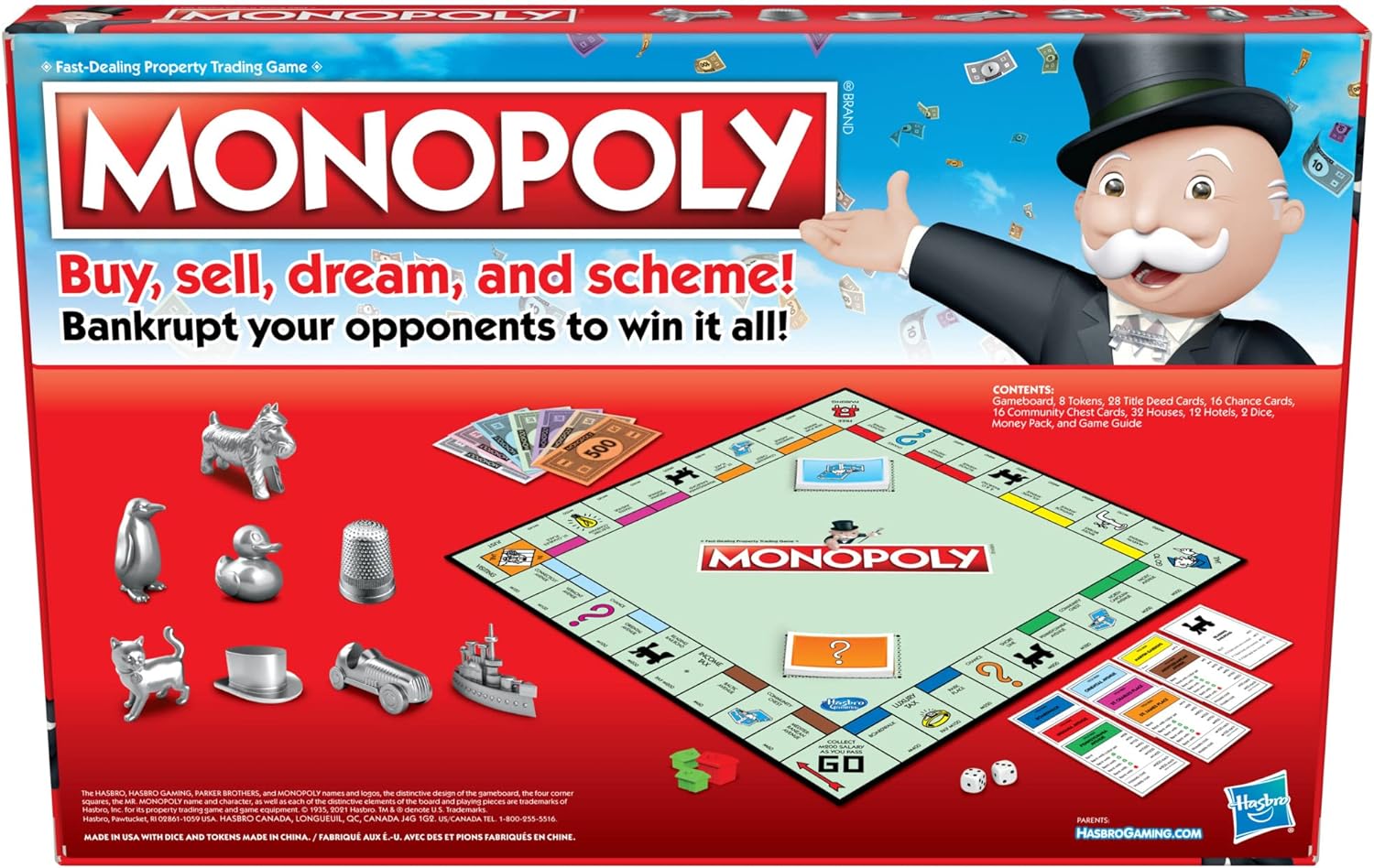 Monopoly Game, Family Board Games for 2 to 6 Players, Board Games for Kids Ages 8 and Up, includes 8 Tokens (Token Vote Edition)