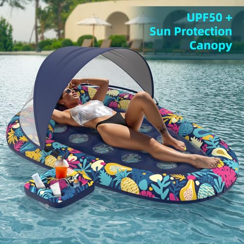 3-in-1 Pool Floats with Canopy Cup Holder, XL Large 73