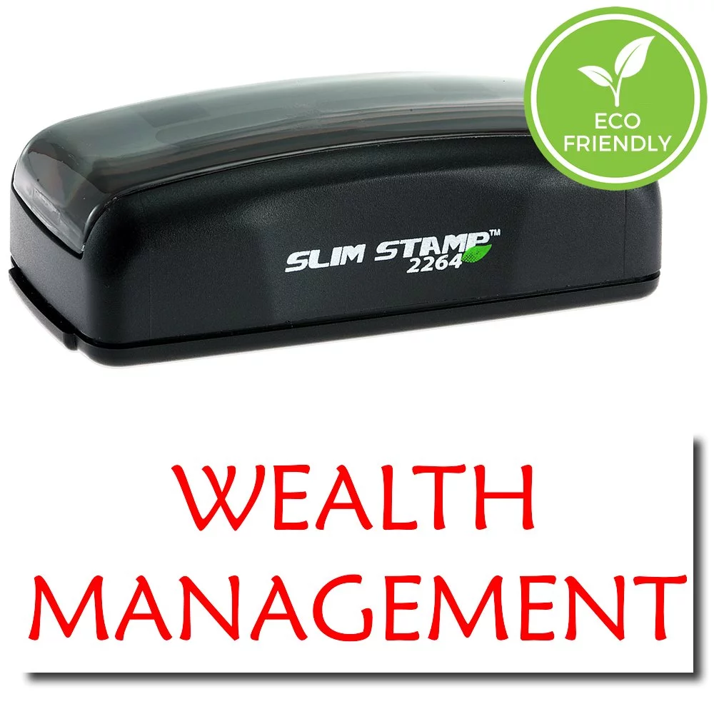 Large Pre-Inked Wealth Management Stamp with Blue Ink