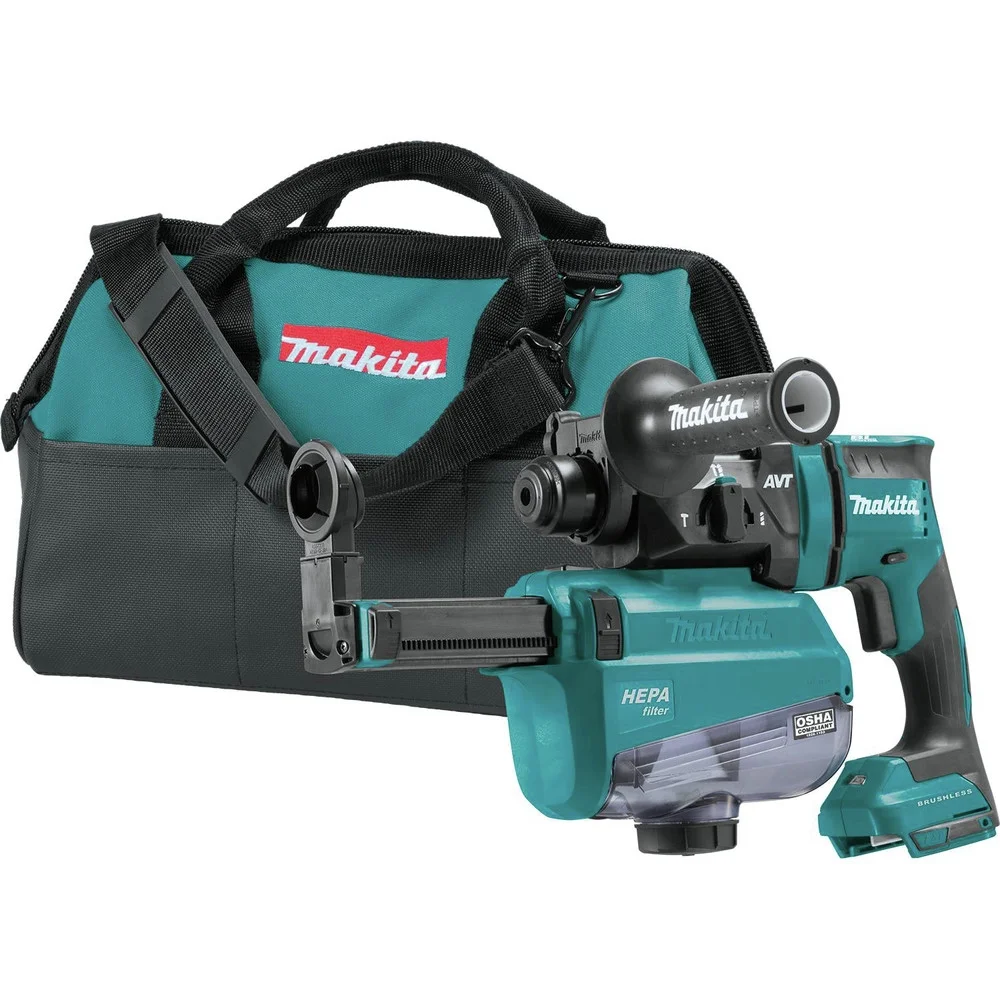 Makita XRH12ZW 18V LXT Lithium-Ion Brushless 11/16 in. AVT SDS-PLUS AWS Capable Rotary Hammer w/ HEPA Dust Extractor (Tool Only)