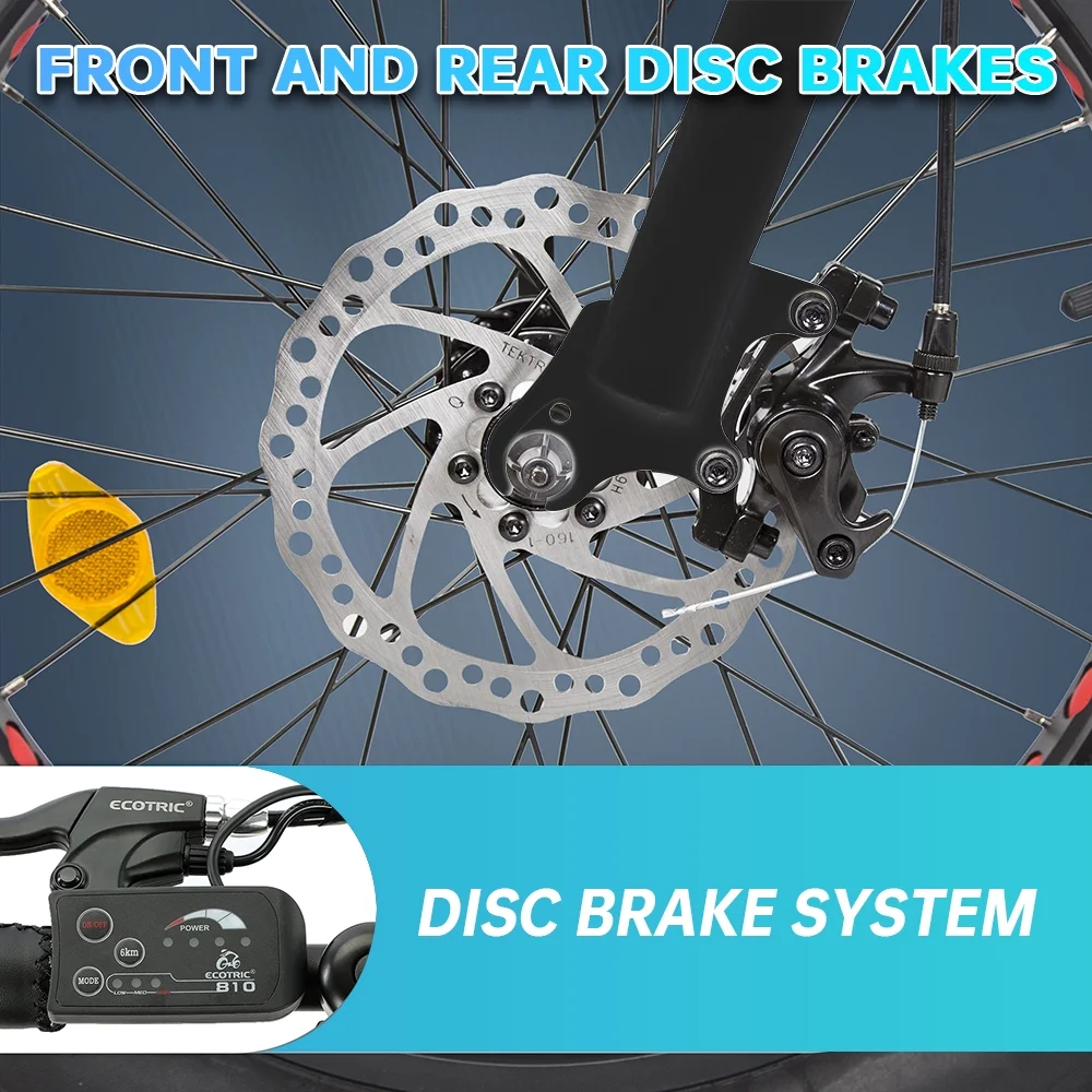 Ecotric E-Ride Foldable 20“ 500W 36V Electric Bicycle Fat Tire Removable Battery 7 Speed Child A-E516646