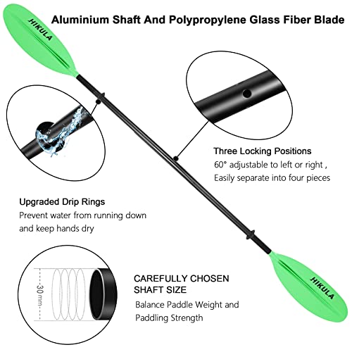 Kayak Paddle 4 Pieces Aluminum Shaft and PP Blade Floating 86.6in/220cm, 90.5inch/230cm Lightweight Oars